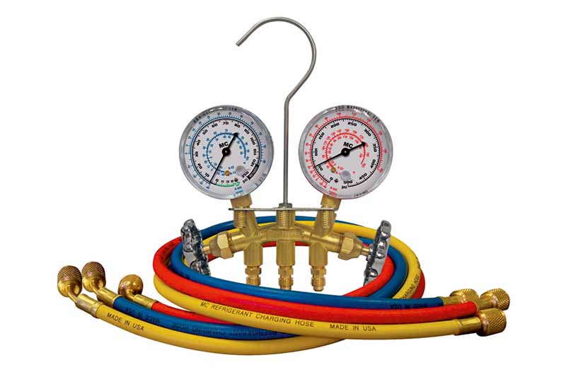 531-33772 - 180 cm - Jeu de manomètre et flexibles - 2 Voies (Jauges de Diamètre - 63mm)