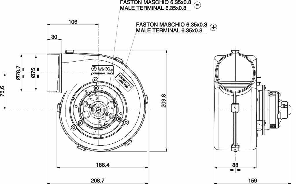 Blower Motor original OEM Spal, 12v - BM3880 - Air Conditioning 