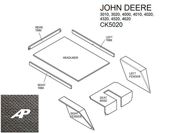 CK5020 - John Deere Hiniker Lower Cab Kit With Headliner - Black