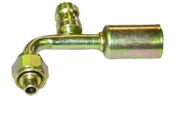 461-1937 - Raccord à épaulement, 90 degrés, module 10, femelle o-ring avec prise de charge R134a pour Tuyau # 12