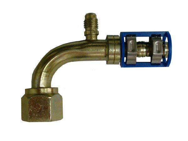 461-7635 - Burgaclip®, 90°, module 10, femelle o-ring pour tuyau No. 10, avec prise de charge 7/16" - 20