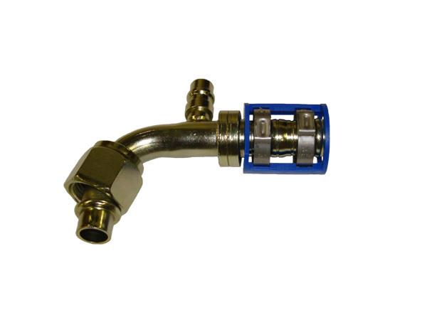 461-7936 - Burgaclip®, 90° à epaulement, module 10 femelle o-ring pour tuyau module 12, prise de charge R134a, pour flexible à diamètre réduit