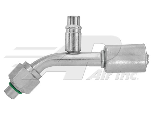461-3855 - 45°, à epaulement, module 10 femelle o-ring vers tuyau #12, femelle o-ring avec prise de charge R1234yf, pour flexible à diamètre réduit