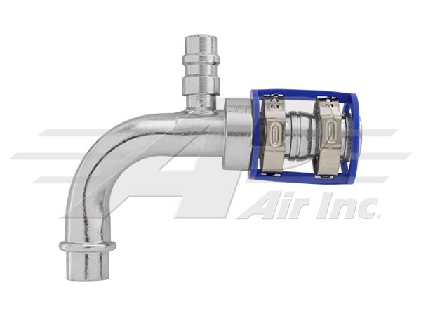 461-7940 - Burgaclip®, 90° à epaulement, module 10 à bride o-ring pour tuyau module 12, prise de charge R134a BP, pour flexible à diamètre réduit