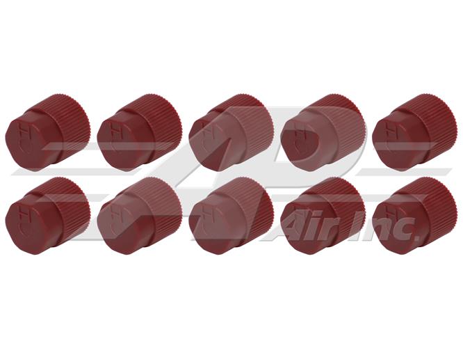 530-1015 - Red High Side R134a Service Caps 10 mm -  High Flow Charge Fittings - 10 Pkg.