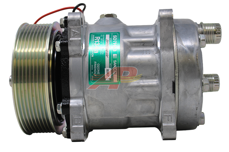 509-3989 - Compressor Original - Sanden SD7H13, 12v (comes with **John Deere OEM Connector**)