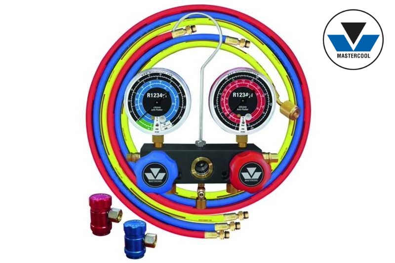 531-83272 - Mastercool 180 cm - Jeu de manomètre et flexibles - 2 Voies,  R1234yf  (Jauges de Diamètre - 80mm)