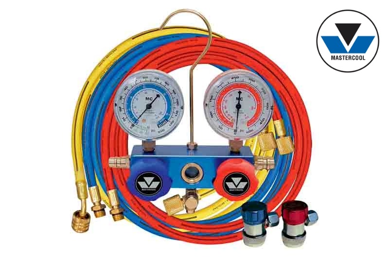531-89772 - Mastercool 180 cm - Jeu de manomètre et flexibles - 2 Voies (Jauges de Diamètre - 63mm)